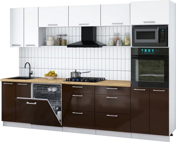 Кухонный гарнитур Интерлиния Мила Gloss 3.0-ПМ1 - фото