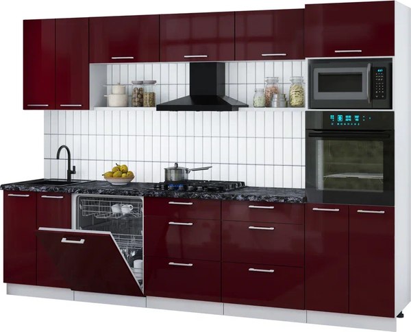 Кухонный гарнитур Интерлиния Мила Gloss 3.0-ПМ1 - фото