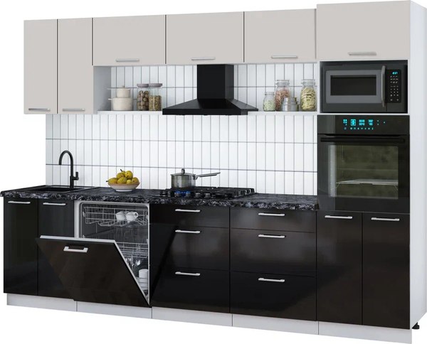 Кухонный гарнитур Интерлиния Мила Gloss 3.0-ПМ1 - фото