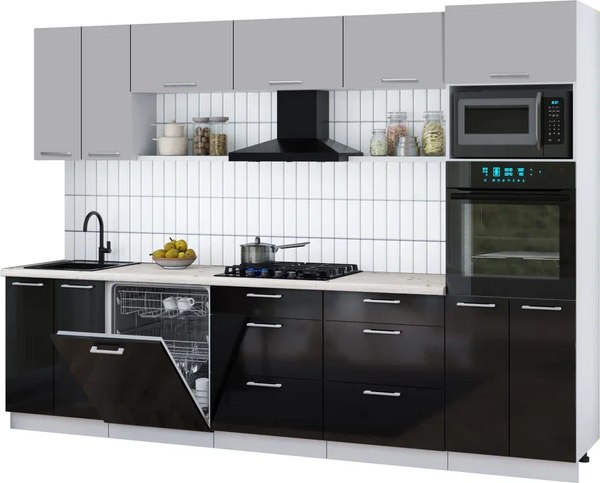 Кухонный гарнитур Интерлиния Мила Gloss 3.0-ПМ1 - фото