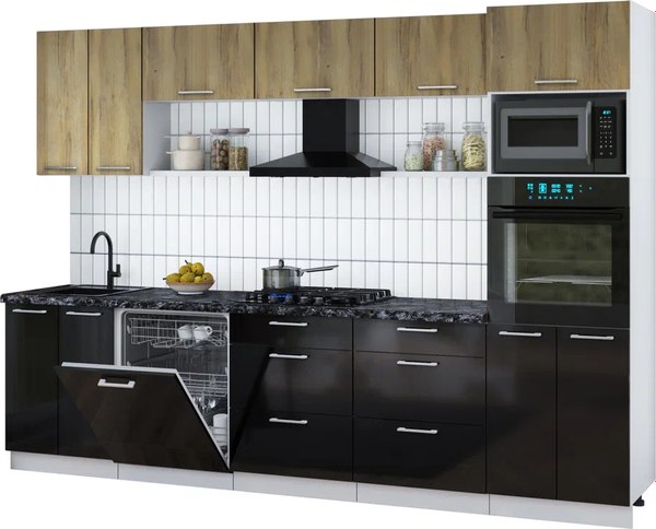 Кухонный гарнитур Интерлиния Мила Gloss 3.0-ПМ1 - фото