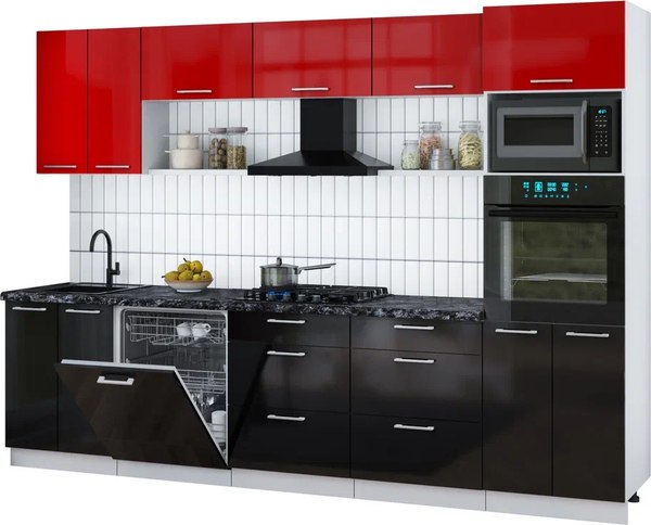 Кухонный гарнитур Интерлиния Мила Gloss 3.0-ПМ1 - фото