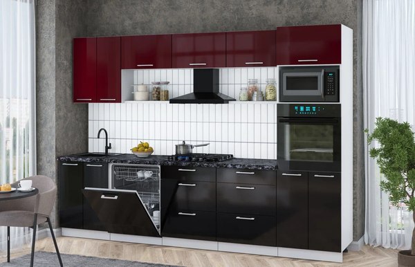 Кухонный гарнитур Интерлиния Мила Gloss 3.0-ПМ1