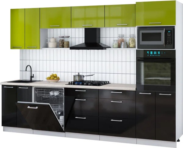 Кухонный гарнитур Интерлиния Мила Gloss 3.0-ПМ1 - фото