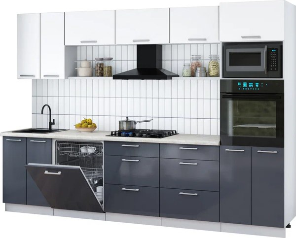 Кухонный гарнитур Интерлиния Мила Gloss 3.0-ПМ1 - фото
