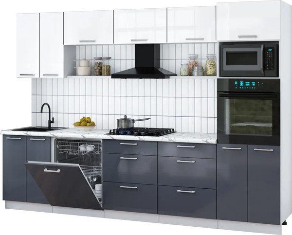 Кухонный гарнитур Интерлиния Мила Gloss 3.0-ПМ1 - фото