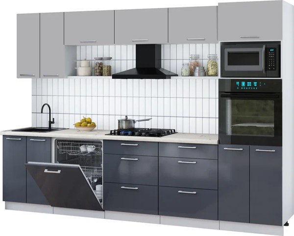 Кухонный гарнитур Интерлиния Мила Gloss 3.0-ПМ1 - фото