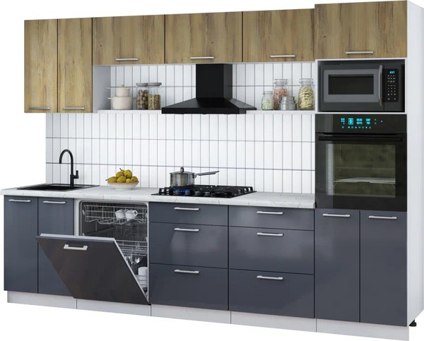 Кухонный гарнитур Интерлиния Мила Gloss 3.0-ПМ1 - фото