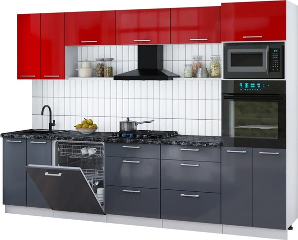 Кухонный гарнитур Интерлиния Мила Gloss 3.0-ПМ1 - фото