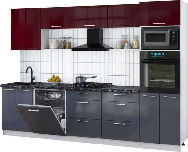 Кухонный гарнитур Интерлиния Мила Gloss 3.0-ПМ1 - фото