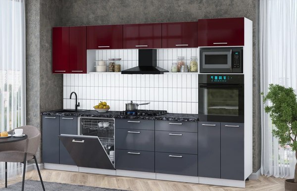 Кухонный гарнитур Интерлиния Мила Gloss 3.0-ПМ1