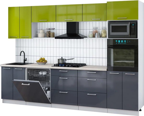 Кухонный гарнитур Интерлиния Мила Gloss 3.0-ПМ1 - фото