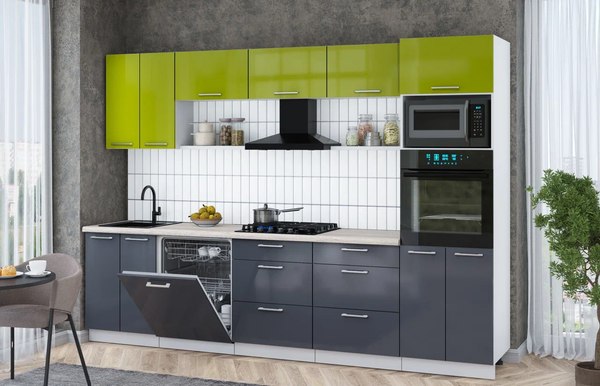 Кухонный гарнитур Интерлиния Мила Gloss 3.0-ПМ1