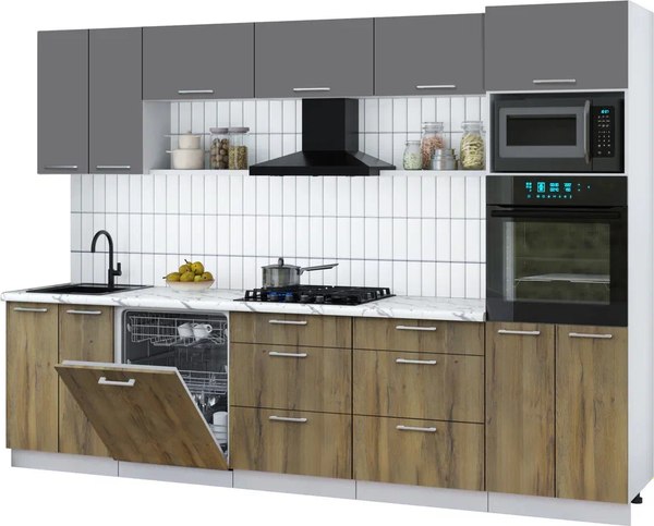 Кухонный гарнитур Интерлиния Мила Gloss 3.0-ПМ1 - фото