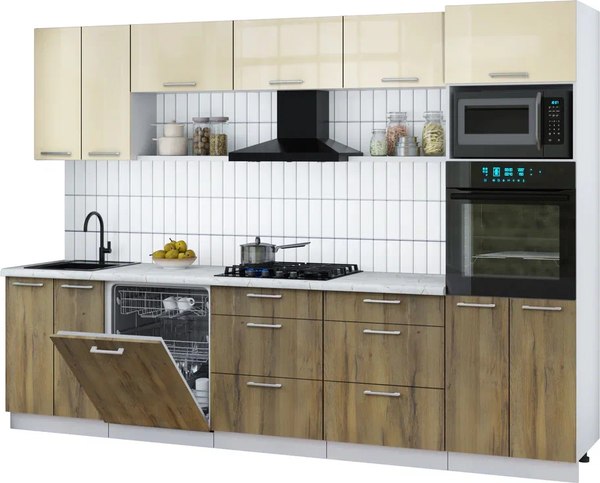 Кухонный гарнитур Интерлиния Мила Gloss 3.0-ПМ1 - фото