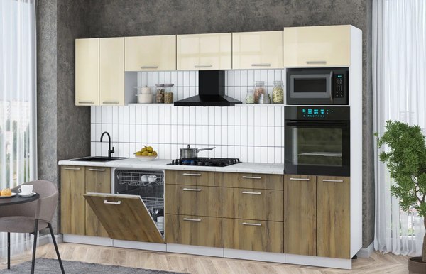 Кухонный гарнитур Интерлиния Мила Gloss 3.0-ПМ1