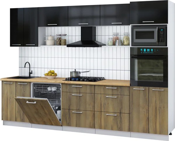 Кухонный гарнитур Интерлиния Мила Gloss 3.0-ПМ1 - фото