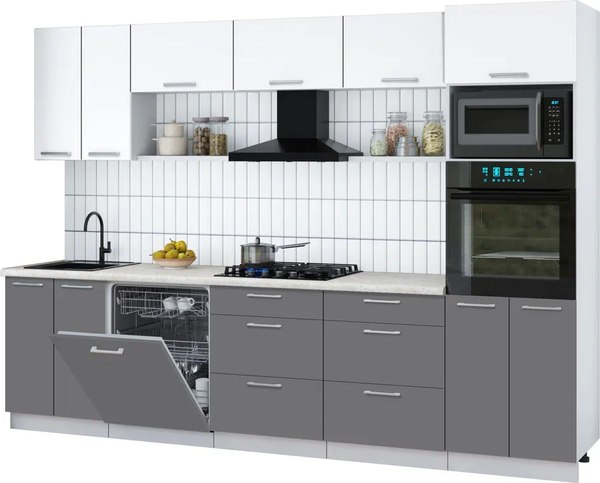 Кухонный гарнитур Интерлиния Мила Gloss 3.0-ПМ1 - фото