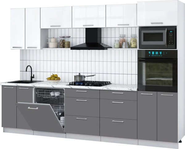 Кухонный гарнитур Интерлиния Мила Gloss 3.0-ПМ1 - фото