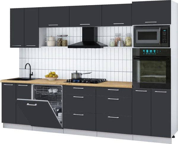 Кухонный гарнитур Интерлиния Мила Gloss 3.0-ПМ1 - фото