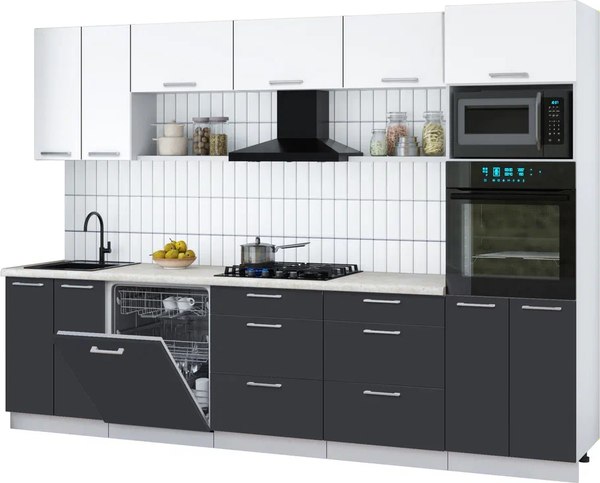 Кухонный гарнитур Интерлиния Мила Gloss 3.0-ПМ1 - фото