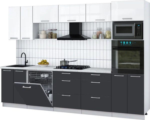 Кухонный гарнитур Интерлиния Мила Gloss 3.0-ПМ1 - фото