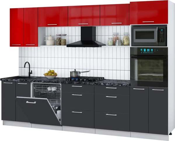 Кухонный гарнитур Интерлиния Мила Gloss 3.0-ПМ1 - фото