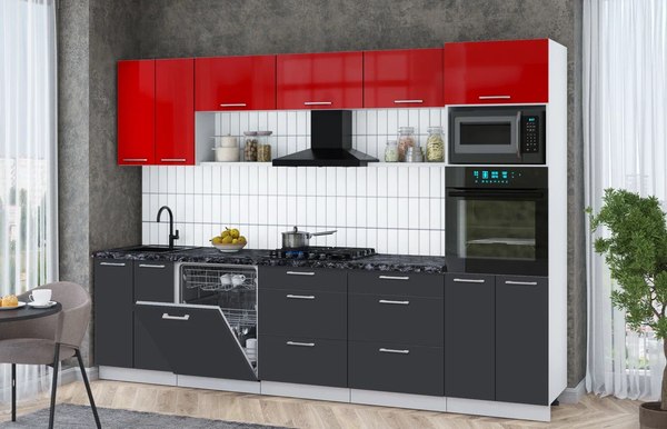 Кухонный гарнитур Интерлиния Мила Gloss 3.0-ПМ1