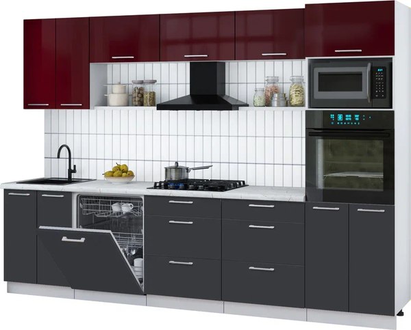 Кухонный гарнитур Интерлиния Мила Gloss 3.0-ПМ1 - фото