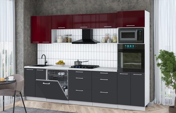 Кухонный гарнитур Интерлиния Мила Gloss 3.0-ПМ1