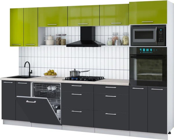 Кухонный гарнитур Интерлиния Мила Gloss 3.0-ПМ1 - фото