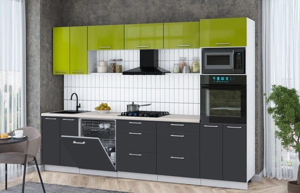 Кухонный гарнитур Интерлиния Мила Gloss 3.0-ПМ1