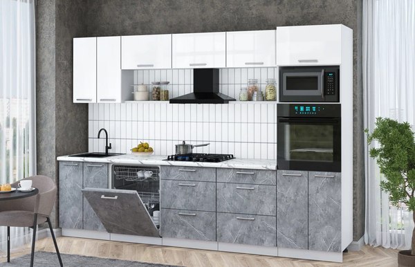 Кухонный гарнитур Интерлиния Мила Gloss 3.0-ПМ1 - фото