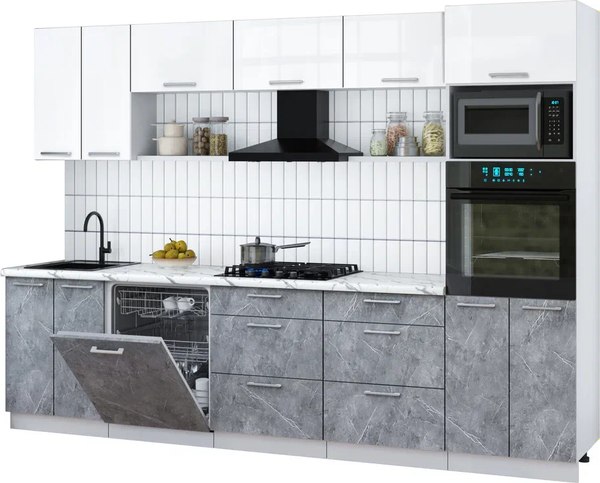 Кухонный гарнитур Интерлиния Мила Gloss 3.0-ПМ1