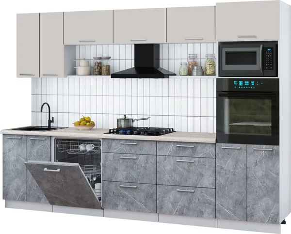 Кухонный гарнитур Интерлиния Мила Gloss 3.0-ПМ1 - фото