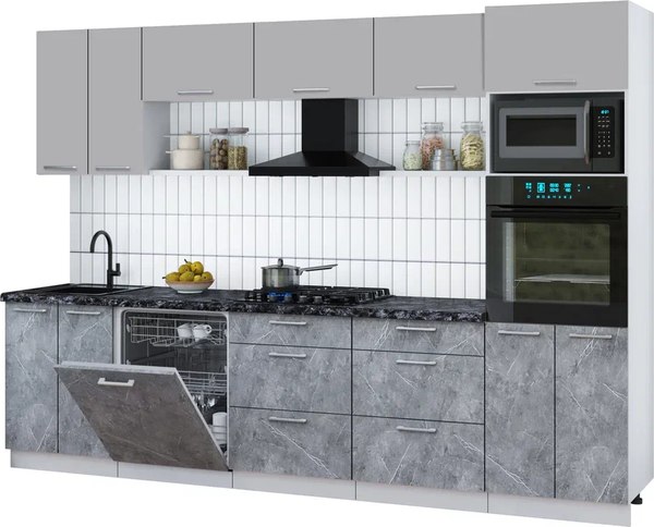 Кухонный гарнитур Интерлиния Мила Gloss 3.0-ПМ1 - фото