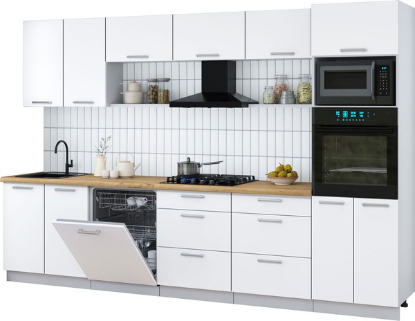 Кухонный гарнитур Интерлиния Мила Gloss 3.2-ПМ1 - фото