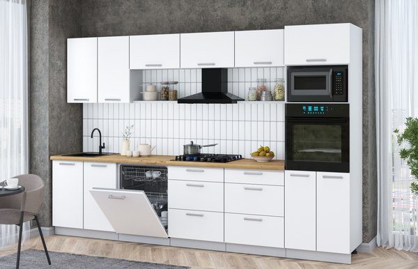 Кухонный гарнитур Интерлиния Мила Gloss 3.2-ПМ1