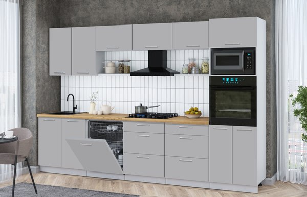 Кухонный гарнитур Интерлиния Мила Gloss 3.2-ПМ1