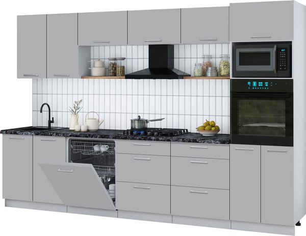Кухонный гарнитур Интерлиния Мила Gloss 3.2-ПМ1 - фото