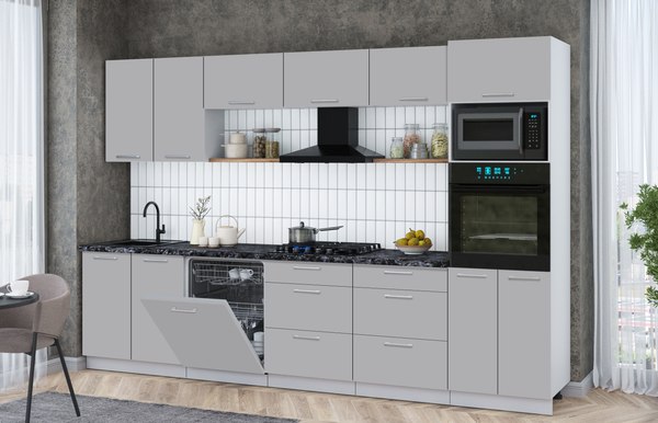 Кухонный гарнитур Интерлиния Мила Gloss 3.2-ПМ1