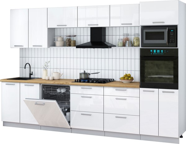 Кухонный гарнитур Интерлиния Мила Gloss 3.2-ПМ1 - фото
