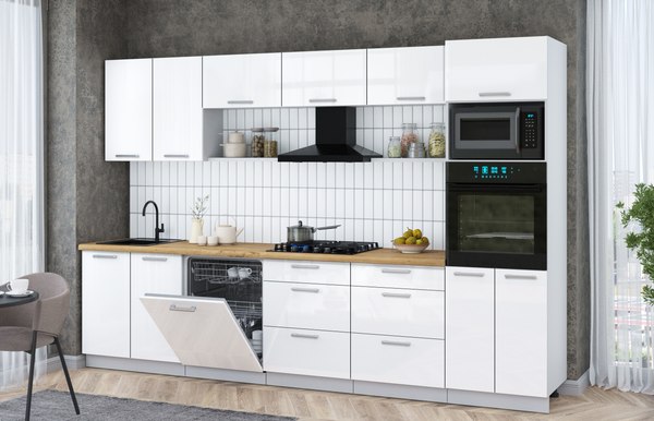 Кухонный гарнитур Интерлиния Мила Gloss 3.2-ПМ1