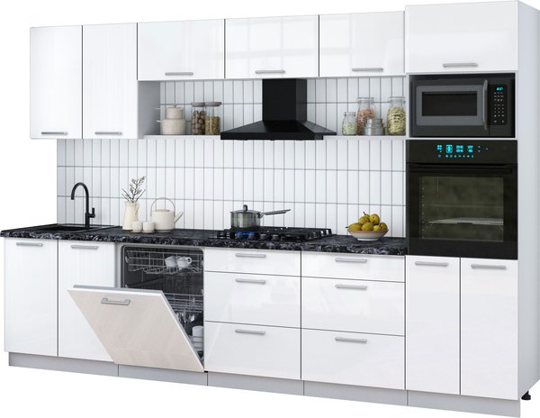 Кухонный гарнитур Интерлиния Мила Gloss 3.2-ПМ1 - фото