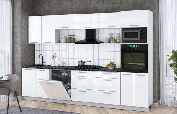 Кухонный гарнитур Интерлиния Мила Gloss 3.2-ПМ1