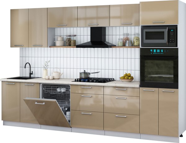 Кухонный гарнитур Интерлиния Мила Gloss 3.2-ПМ1 - фото