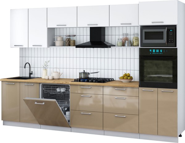 Кухонный гарнитур Интерлиния Мила Gloss 3.2-ПМ1 - фото