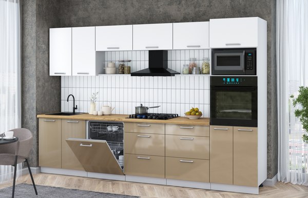 Кухонный гарнитур Интерлиния Мила Gloss 3.2-ПМ1