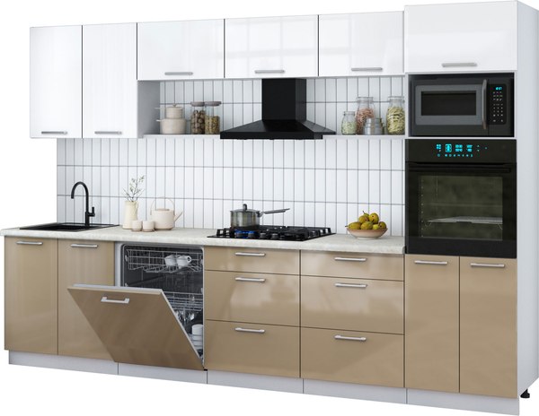 Кухонный гарнитур Интерлиния Мила Gloss 3.2-ПМ1 - фото