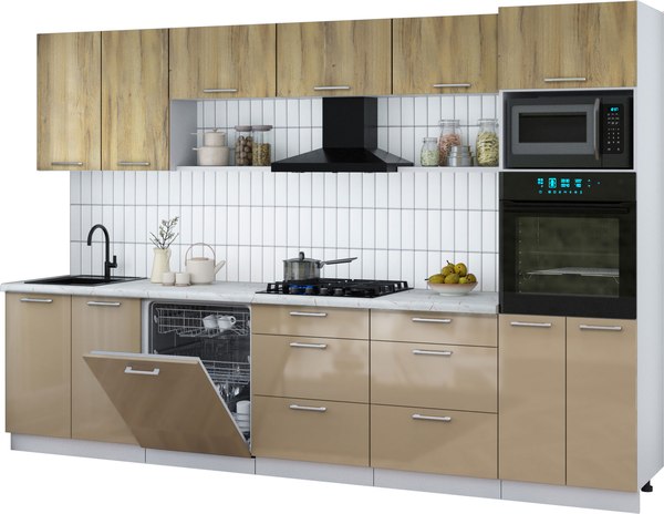 Кухонный гарнитур Интерлиния Мила Gloss 3.2-ПМ1 - фото